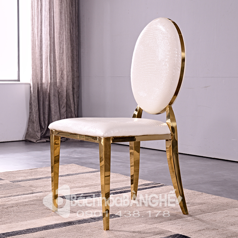 Ghế ăn tân cổ điển, ghế nhà hàng tiệc cưới mạ vàng sang trọng GLM161