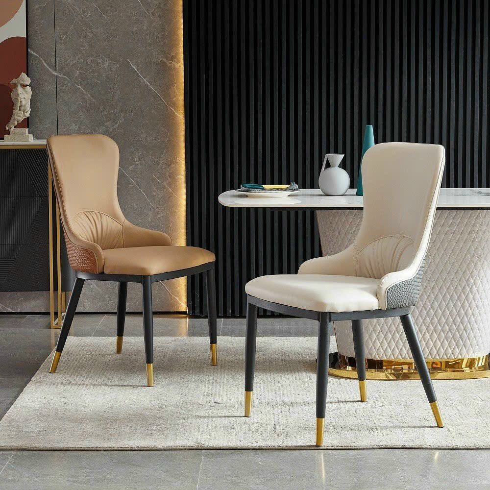 Ghế da chân sắt sơn tĩnh điện ống chân mạ vàng GM01