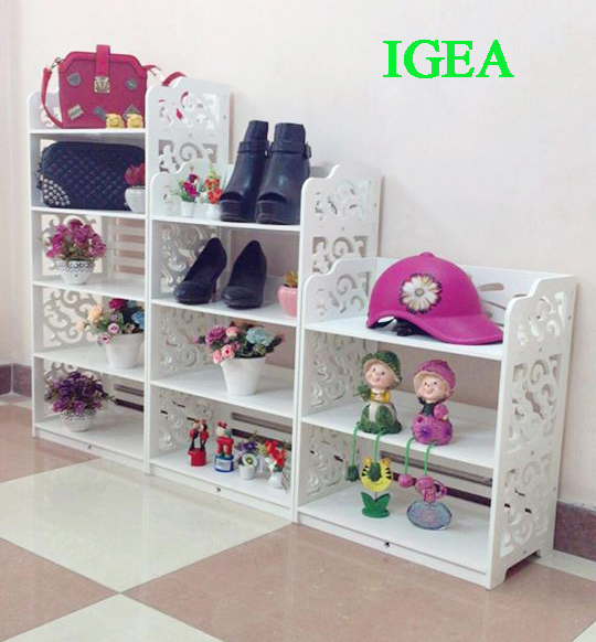 Kệ giày hoa chồi 4 tầng màu trắng lắp ráp 