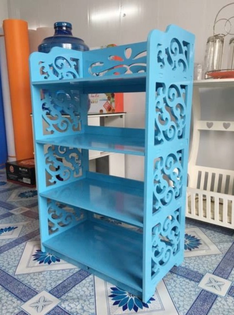 Kệ giày hoa chồi 4 tầng màu xanh lắp ráp 